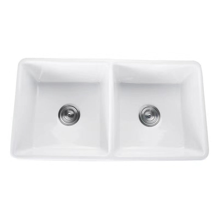 Agua Canada EMIRALD 2 Bowls 33X18 Apron-Front Reversible Kitchen Sink