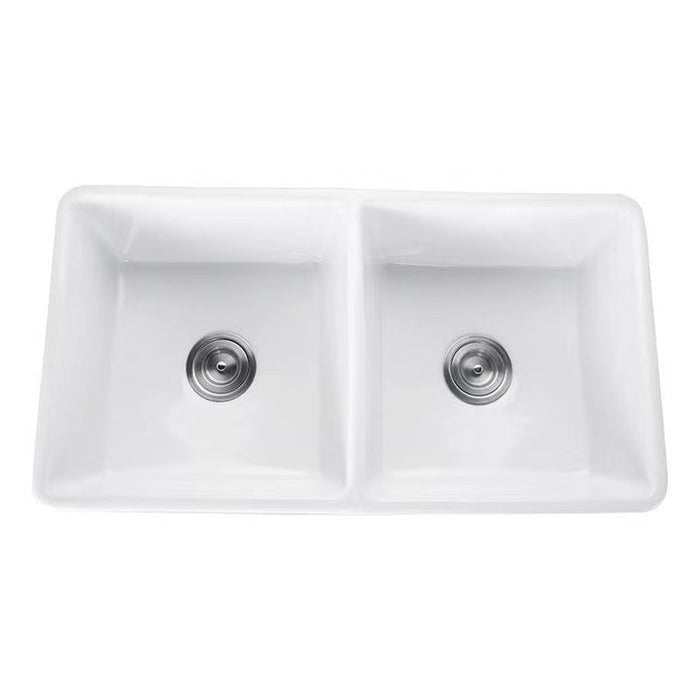 Agua Canada EMIRALD 2 Bowls 33X18 Apron-Front Reversible Kitchen Sink