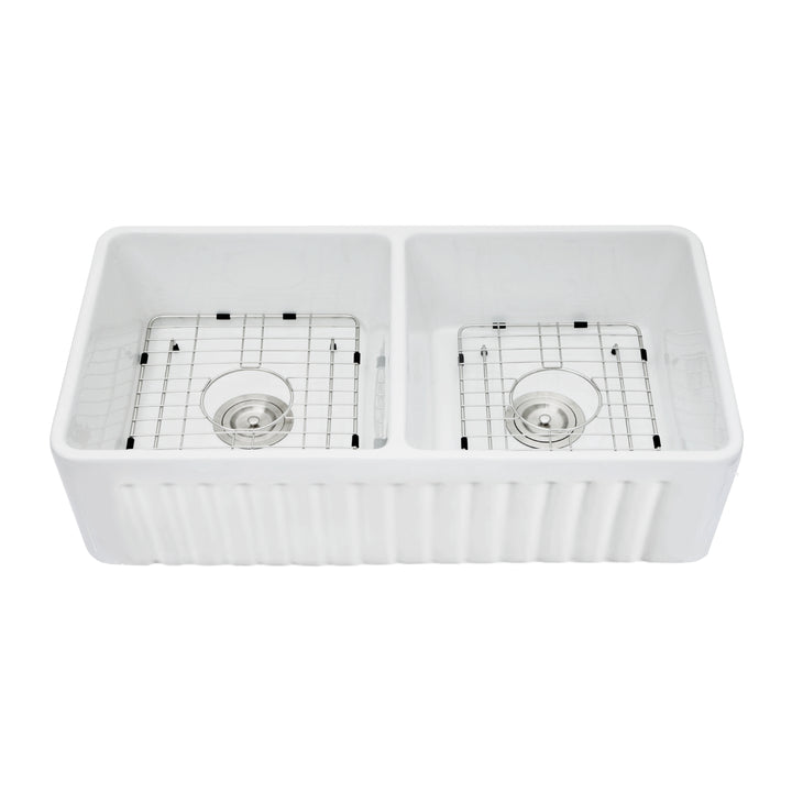 Agua Canada EMIRALD 2 Bowls 33X18 Apron-Front Reversible Kitchen Sink