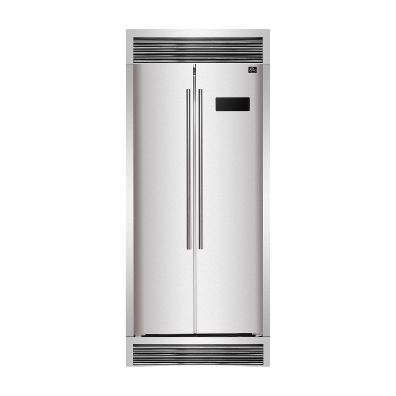 Forno SALERNO 33" Side-by-side 15.6 cu.ft. Stainless Steel Refrigerator with Grill Trim - FFRBI1805-37SG