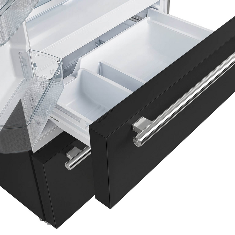 Forno MOENA 36" French Door 19.2 cu.ft. Black Refrigerator - FFRBI1820-36BLK