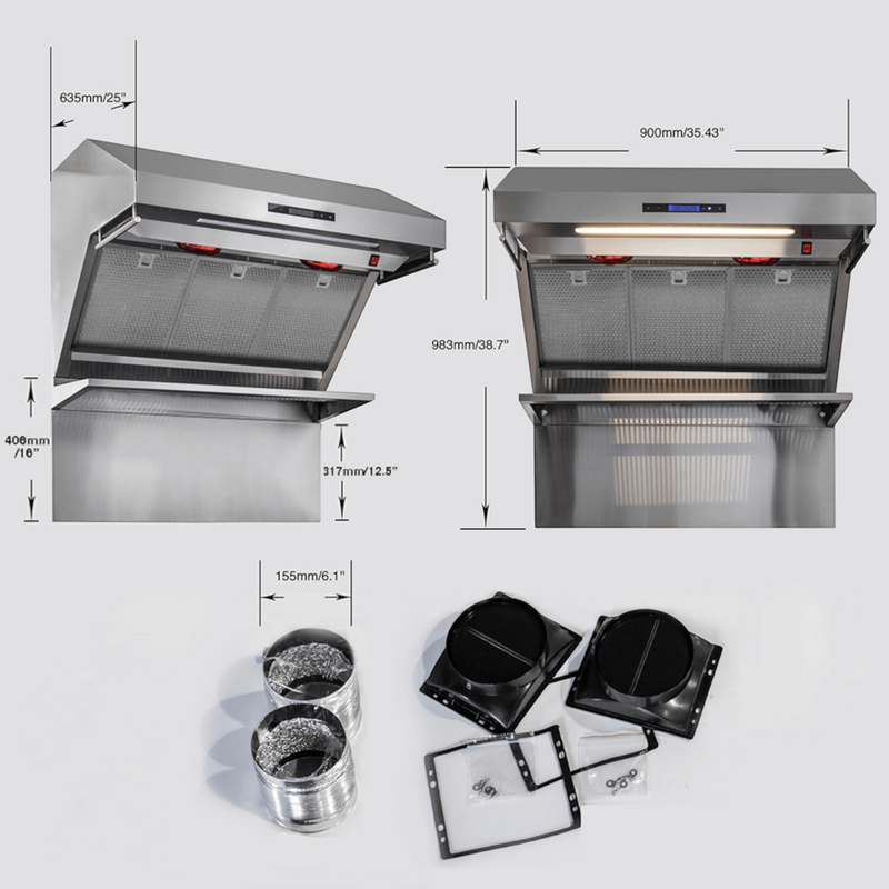 Forno SAVONA 36" Wall Mount Range Hood 1200 CFM with Backsplash - FRHWM5029-36HB