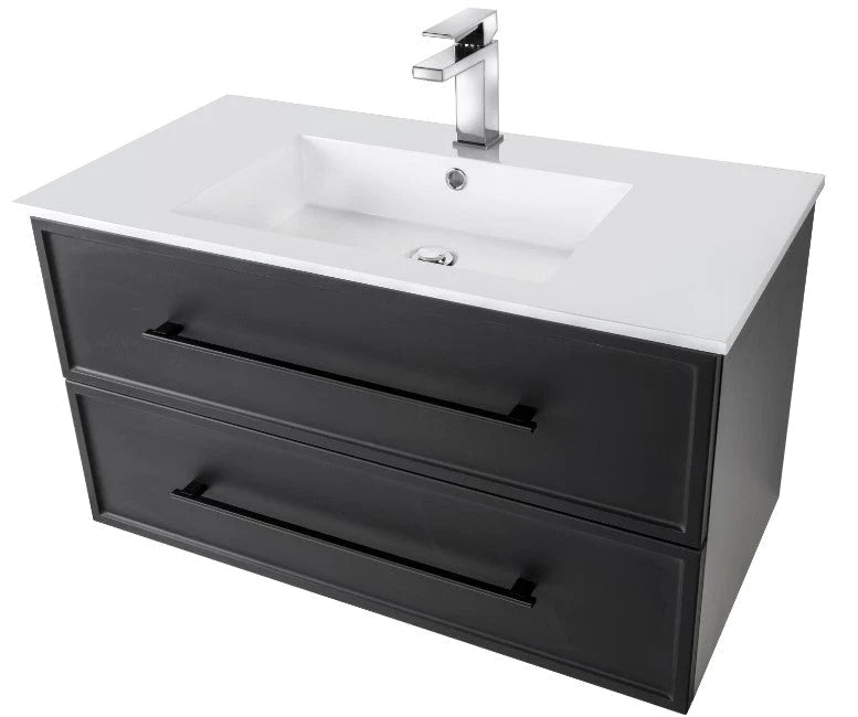 Cutler Milano 36” Black Wall Mount Shaker Vanity FV BLACK36MS