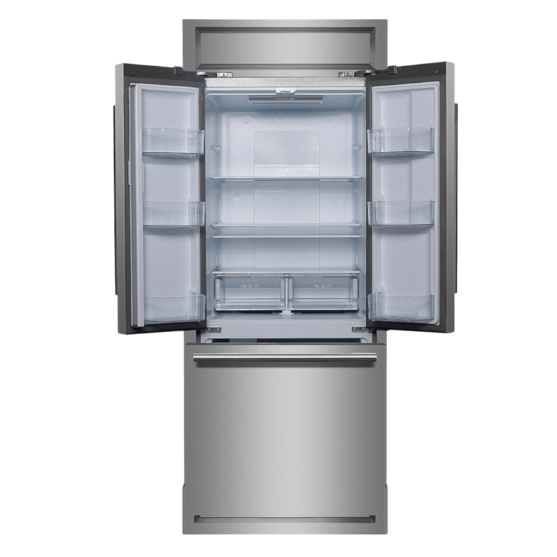 Forno GALLIPOLI 30" French Door 17.5 cu.ft. Stainless Steel Refrigerator with Modern Grill Trim Kit - FFFFD1974-35MG