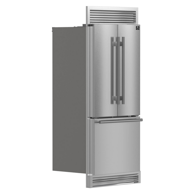 Forno GALLIPOLI 30" French Door 17.5 cu.ft. Stainless Steel Refrigerator with Grill Trim Kit - FFFFD1974-35SG