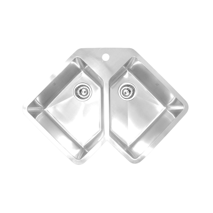 Pearl KILO Double Bowl Undermount Stainless Steel Corner Kitchen Sink - GBD347