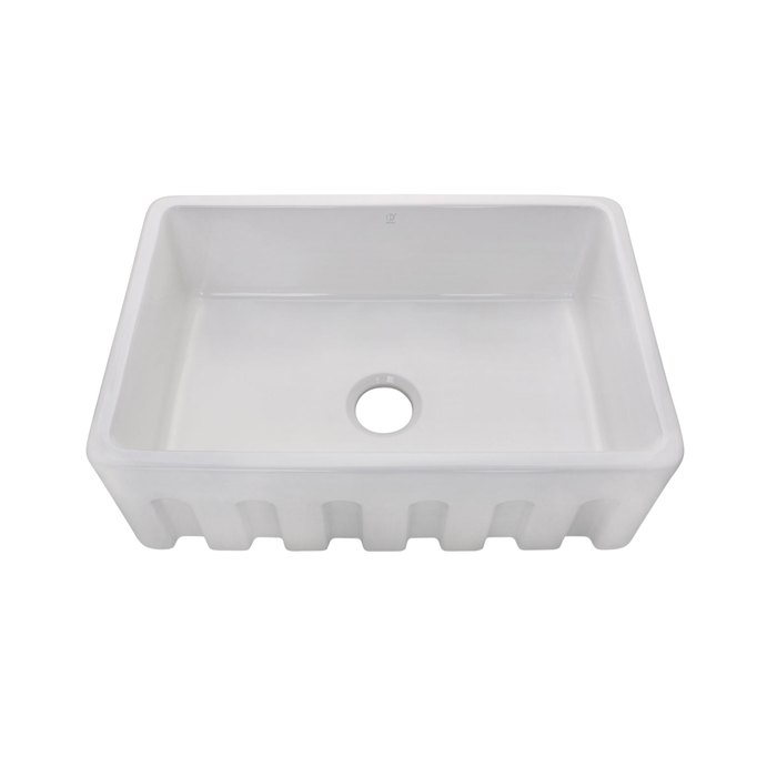 Pearl Kington PG30 Single Bowl Drop-In Grooved Front White Apron Sink - GBP302010G