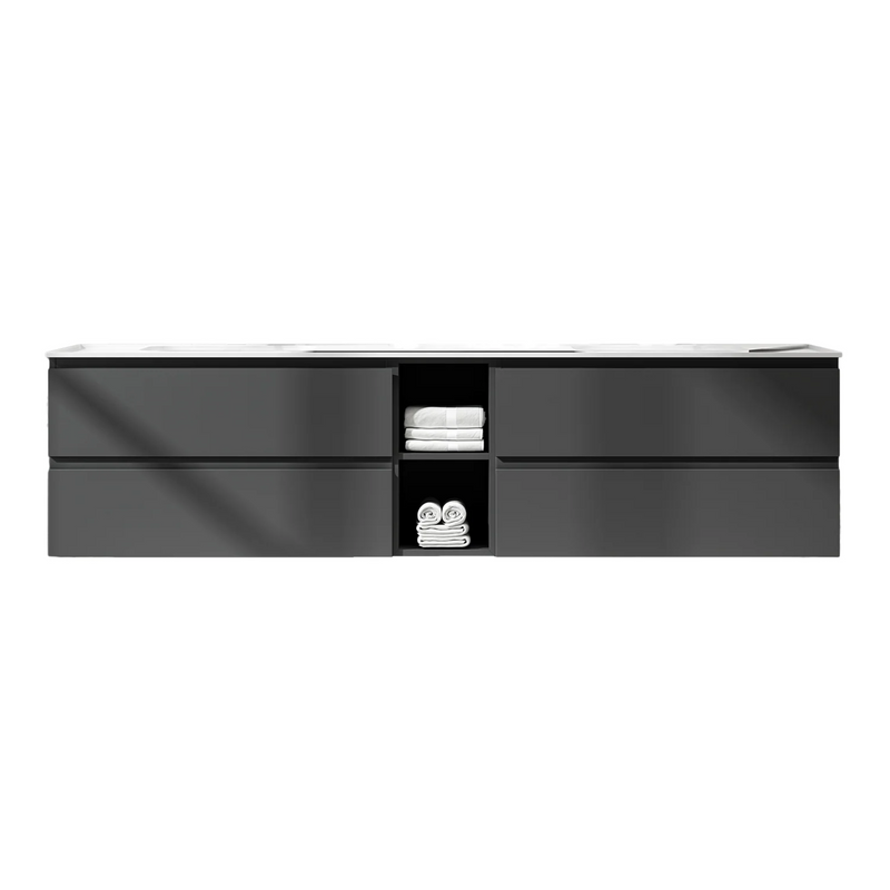 Agua Canada IMANE-72-O4014 72’’ Suspended Vanity 4 Drawers Dark Gray
