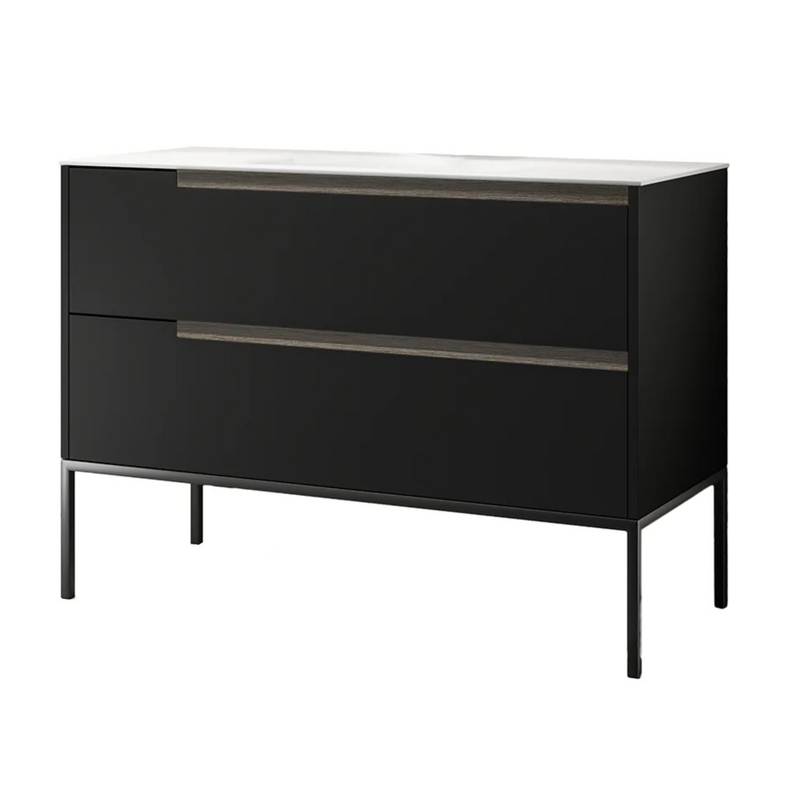 Agua Canada INES-48-BK02 48" Freestanding Vanity on Legs 2 Drawers Matte Black