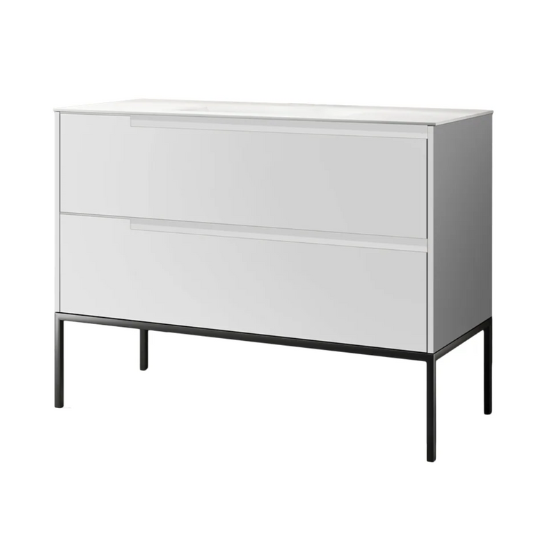 Agua Canada INES-48-W 48" Freestanding Vanity on Legs 2 Drawers Matte White