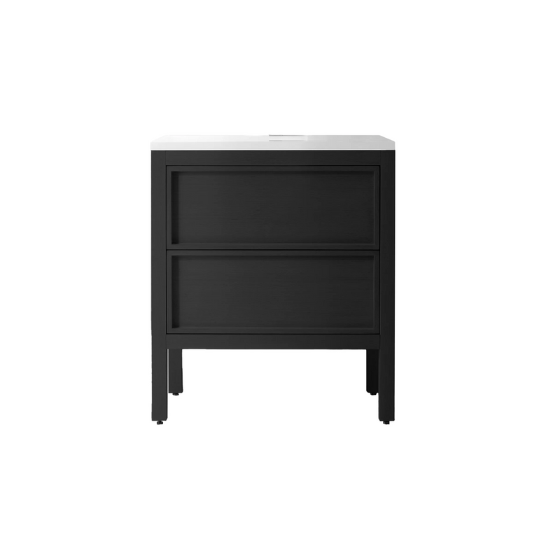 Agua Canada IRENE-30-V013 30” Freestanding Vanity on Legs 2 Drawers ‘’Shaker’’ Matte Black Oak
