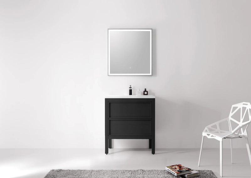 Agua Canada IRENE-30-V013 30” Freestanding Vanity on Legs 2 Drawers ‘’Shaker’’ Matte Black Oak