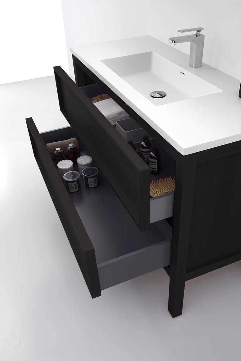 Agua Canada IRENE-30-V013 30” Freestanding Vanity on Legs 2 Drawers ‘’Shaker’’ Matte Black Oak