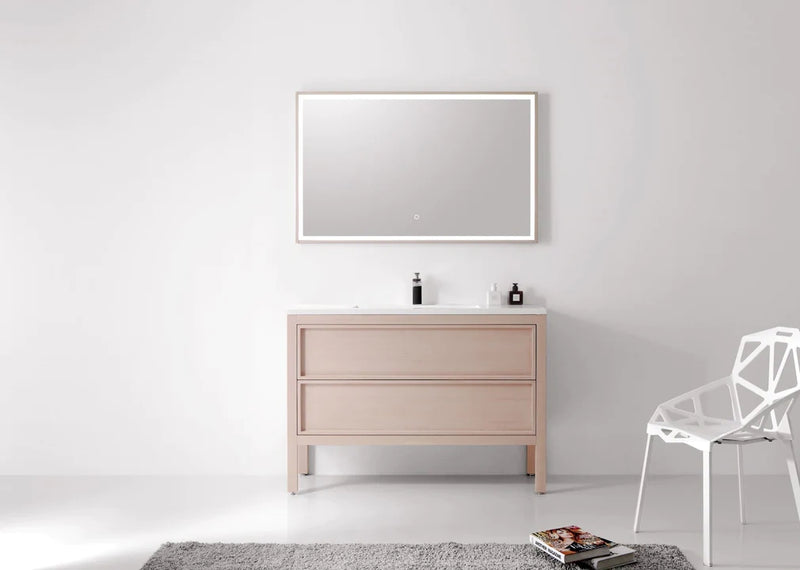 Agua Canada IRENE-48-OA14 48” Freestanding Vanity on Legs 2 Drawers ‘’Shaker’’ Bleached Oak