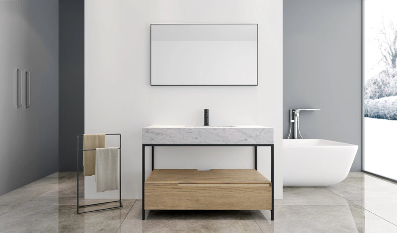 Agua Canada ISADORA-48-WO23 48" Suspended Vanity on Legs 1 Drawer Natural Oak