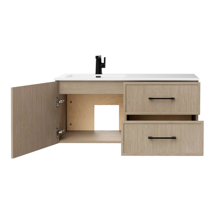 Cutler Razza 42" Single Sink Wall Mounted Cultured Marble Top Bathroom Vanity