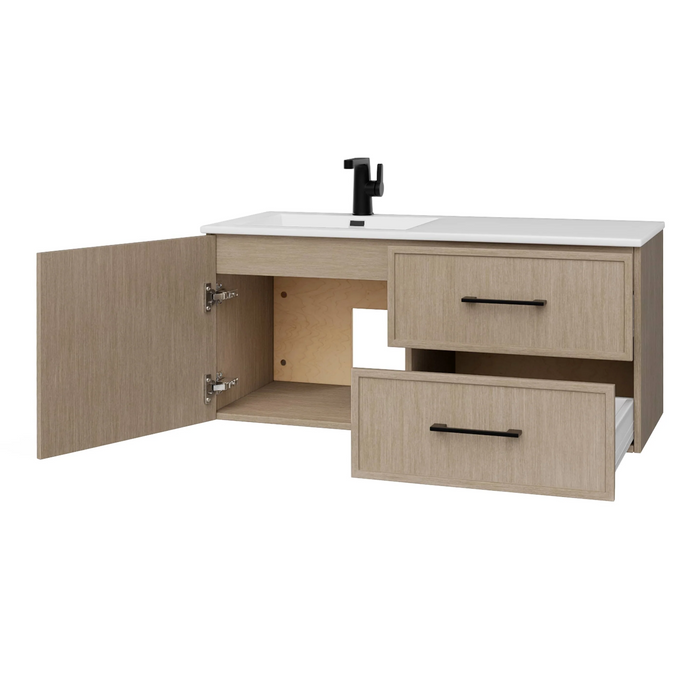 Cutler Razza 42" Single Sink Wall Mounted Cultured Marble Top Bathroom Vanity