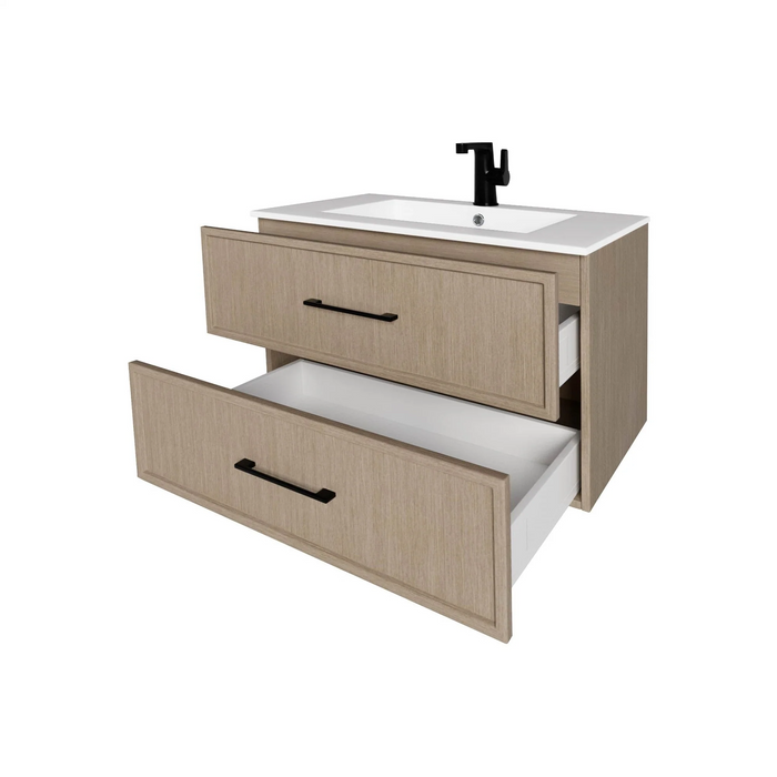 Cutler Cassidy 36" Single Sink Wall Mount Cultured Marble Top Bathroom Vanity