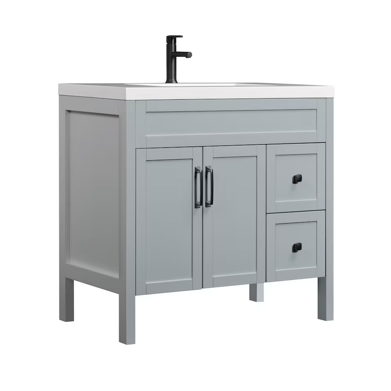 Luxo Marbre NORD Freestanding 37 inch Vanity with 2 Doors and 2 Drawers Shaker-Style, with Sink MAG 3722-1-107S
