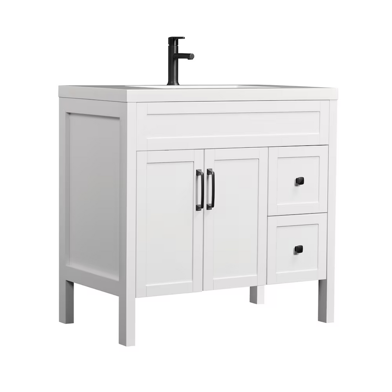 Luxo Marbre NORD Freestanding 37 inch Vanity with 2 Doors and 2 Drawers Shaker-Style, with Sink MAG 3722-1-107S