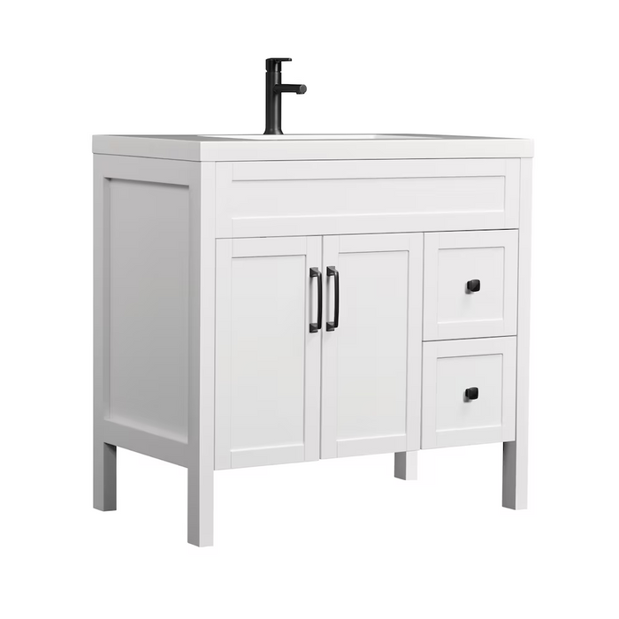 Luxo Marbre NORD Free-Standing 37 inch Vanity with 2 Doors and 2 Drawers Shaker-Style, with Sink MAG 3722-1-107S