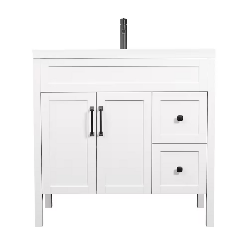 Luxo Marbre NORD Freestanding 37 inch Vanity with 2 Doors and 2 Drawers Shaker-Style, with Sink MAG 3722-1-107S