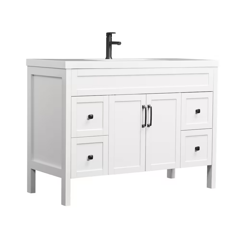 Luxo Marbre NORD Freestanding 49" Vanity with 2 Doors and 4 Drawers Shaker-Style, with Sink MAG 4922-1-107S