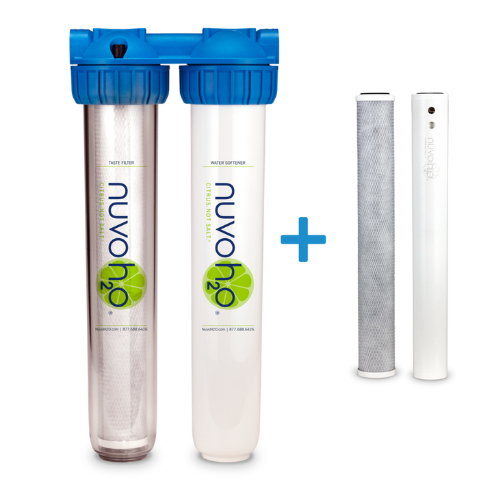 NuvoH2O Home Duo Water Softener & Taste Filter Bundle with Replacement Cartridge Set