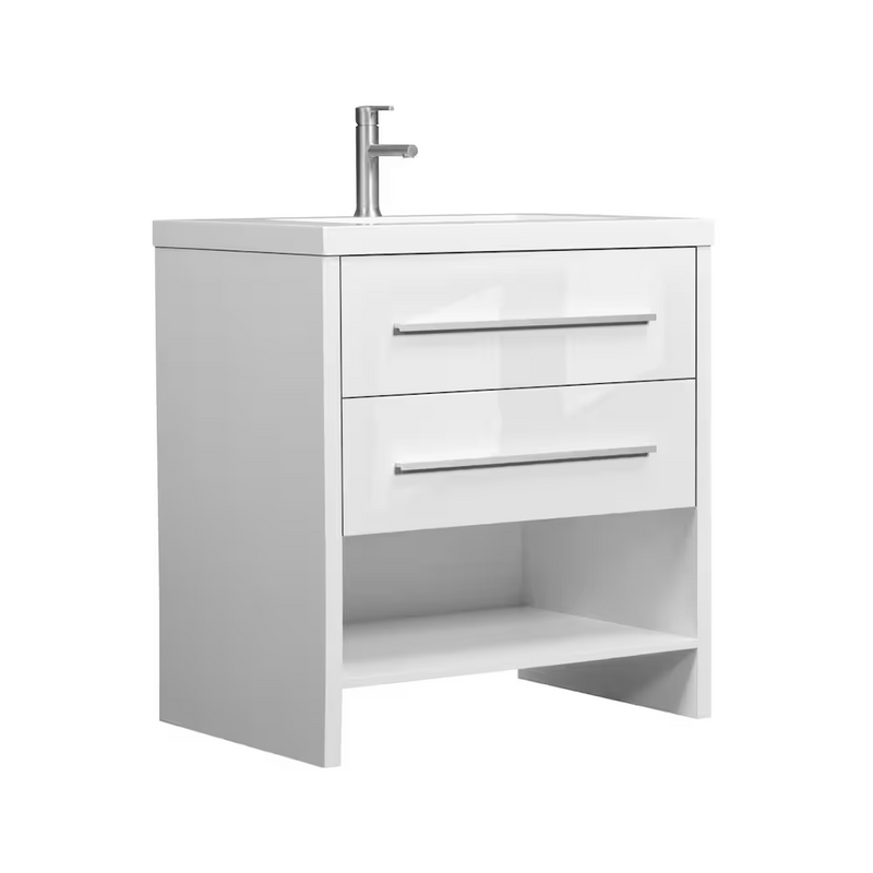 Luxo Marbre RELAX Freestanding 31 inch Vanity, 2 Drawers, 1 Open Shelf, with Sink MAG 3122-1-107S
