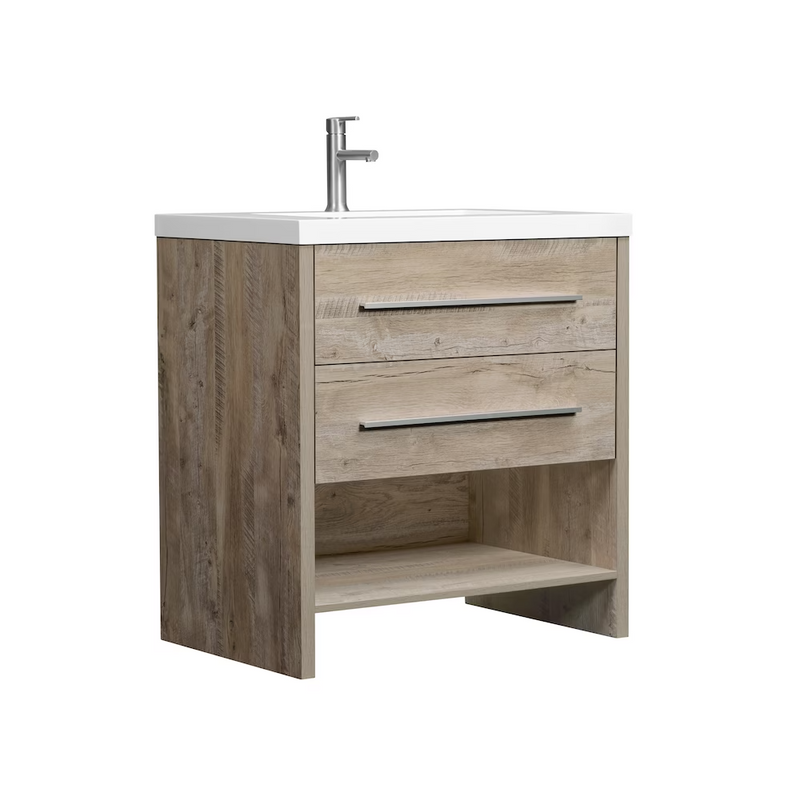 Luxo Marbre RELAX Freestanding 31 inch Vanity, 2 Drawers, 1 Open Shelf, with Sink MAG 3122-1-107S