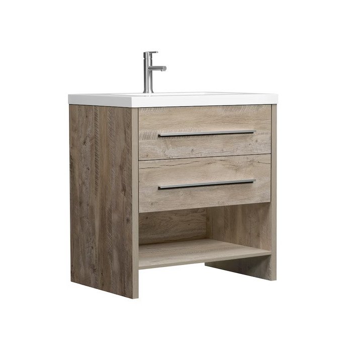Luxo Marbre RELAX Free-Standing 31 inch Vanity, 2 Drawers, 1 Open Shelf, with Sink MAG 3122-1-107S