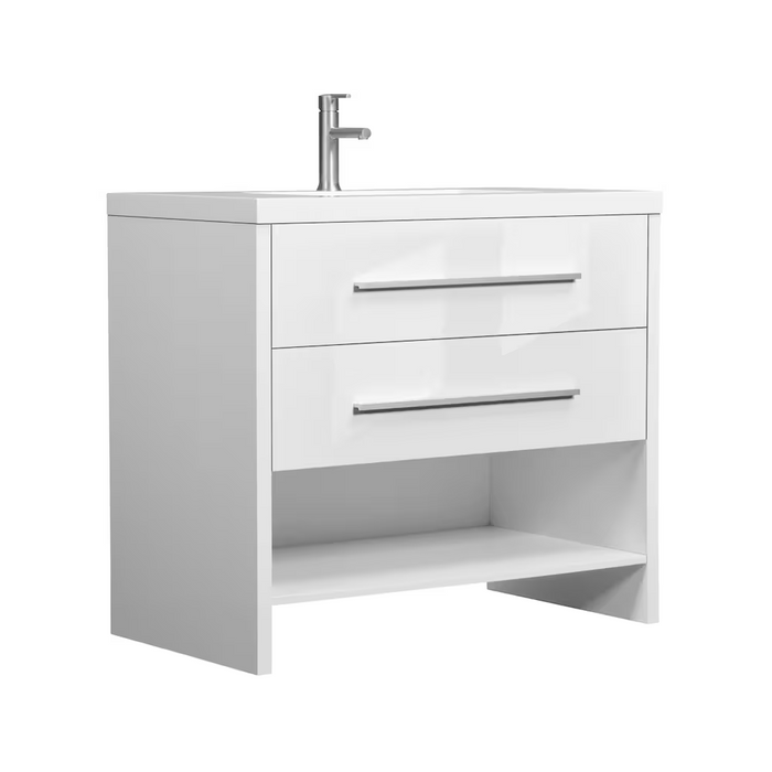 Luxo Marbre RELAX Free-Standing 37 inch Vanity, 2 Drawers, 1 Open Shelf, with Sink MAG 3722-1-107S