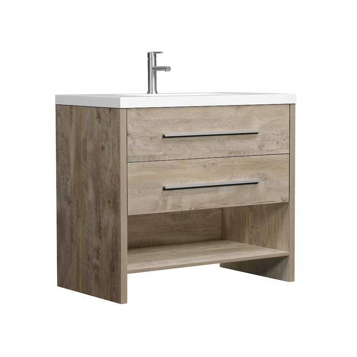 Luxo Marbre RELAX Free-Standing 37 inch Vanity, 2 Drawers, 1 Open Shelf, with Sink MAG 3722-1-107S