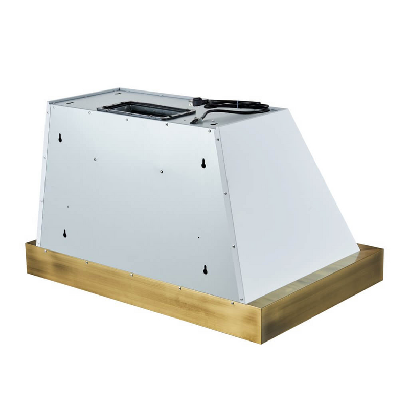 Forno VITTORIO 48" Wall Mount Range Hood in White & Antique Brass Trim 600 CFM, Remote Control - FRHWM5078-48WHT