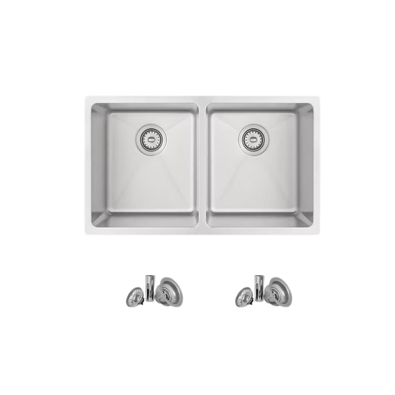 Stylish 31" TOLEDO Dual Mount Double Bowl Kitchen Sink - S-401-3