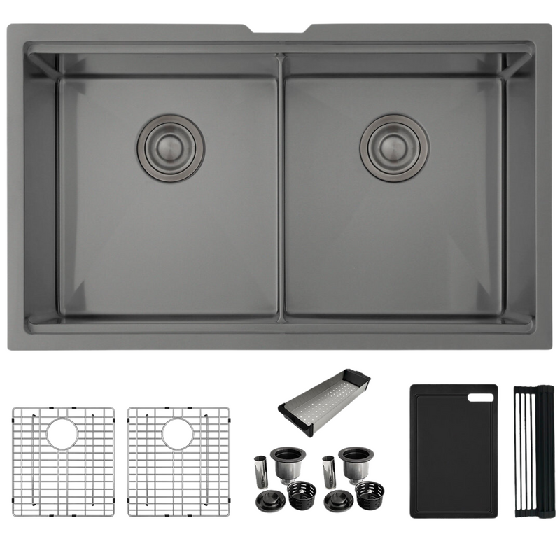 Stylish 32" VERSA32 S-601WNK Workstation Double Bowl Undermount  Stainless Steel Kitchen Sink with Accessories