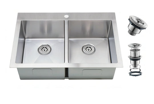 Agua Canada ELDORADO 2 Bowls 33X22 Dual Mount Kitchen Sink