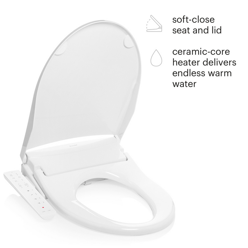 Brondell Swash Thinline T22 Luxury White Toilet Seat with Side Arm Control