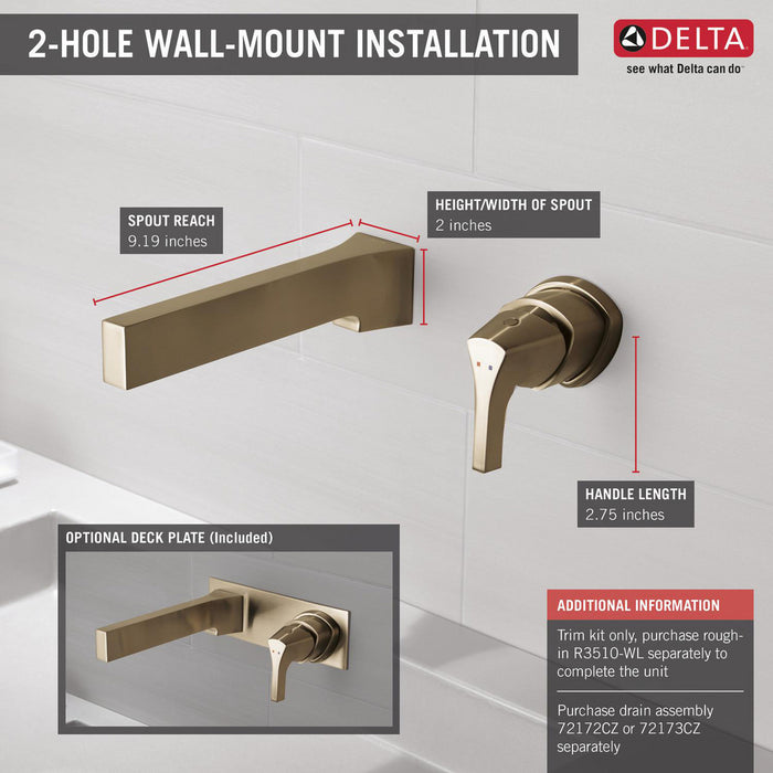 Delta Single Handle Bathroom Faucet Trim Wall-Mount
