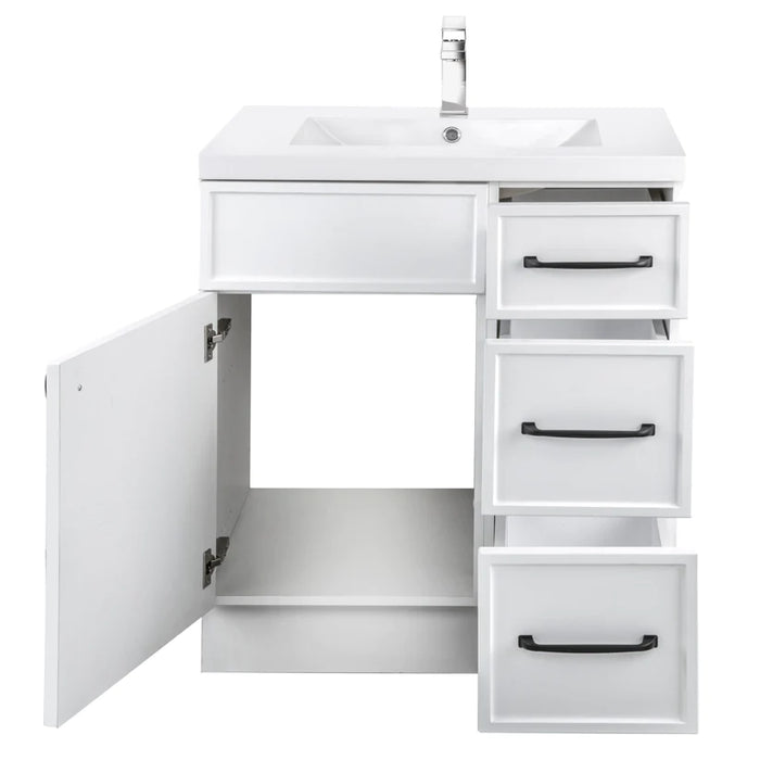 Cutler Manhattan 30” White Single Sink Freestanding Bathroom Vanity MANWHT30RHT