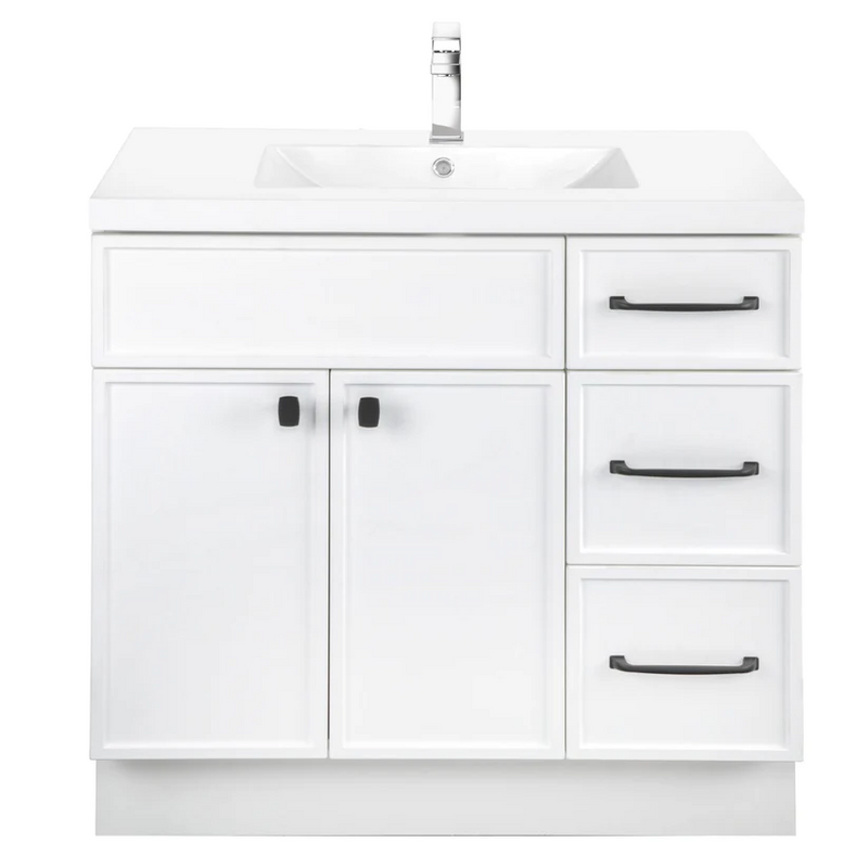 Cutler Manhattan 36” White Single Sink Freestanding Bathroom Vanity MANWHT36RHT