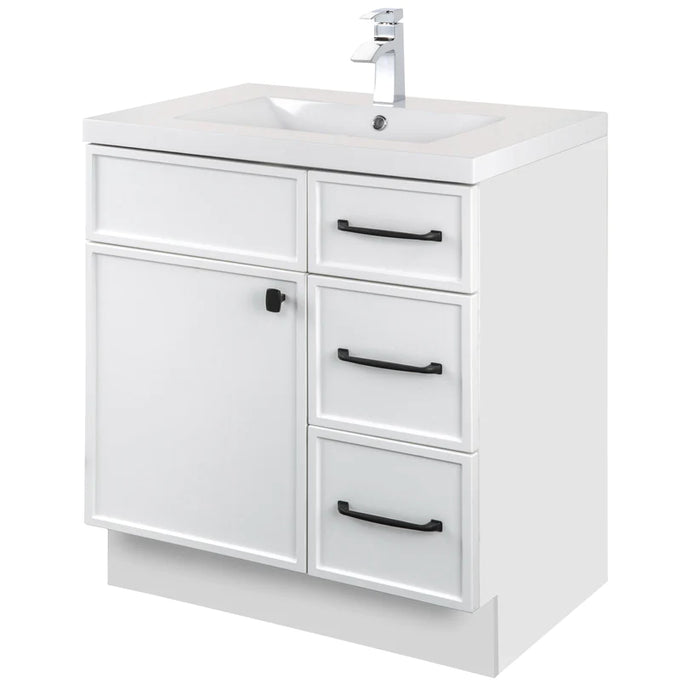 Cutler Manhattan 30” White Single Sink Freestanding Bathroom Vanity MANWHT30RHT