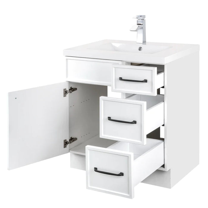 Cutler Manhattan 30” White Single Sink Freestanding Bathroom Vanity MANWHT30RHT