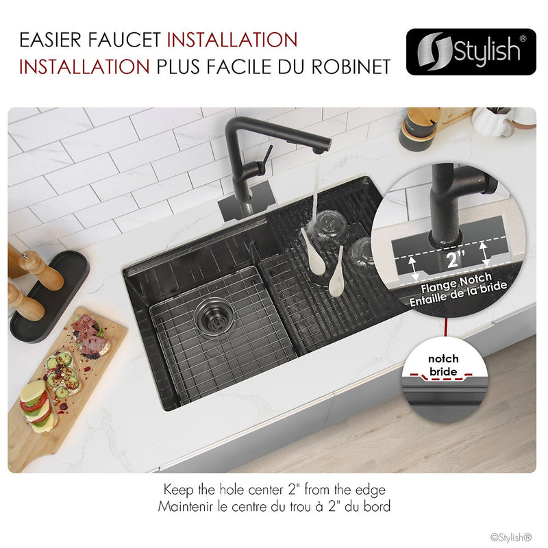Stylish 32" VERSA32 S-601WNK Workstation Double Bowl Undermount  Stainless Steel Kitchen Sink with Accessories