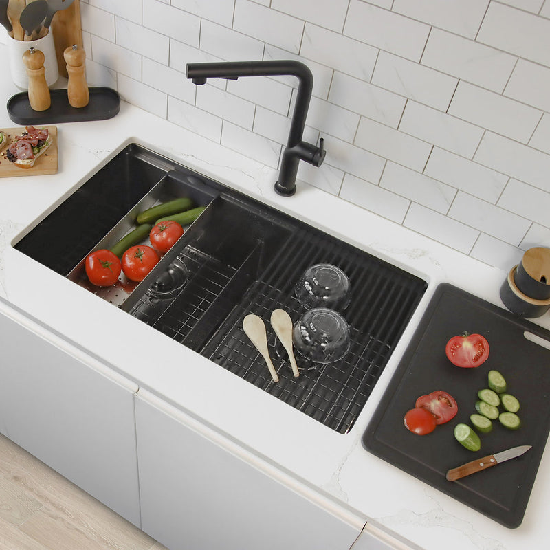 Stylish 32" VERSA32 S-601WNK Workstation Double Bowl Undermount  Stainless Steel Kitchen Sink with Accessories