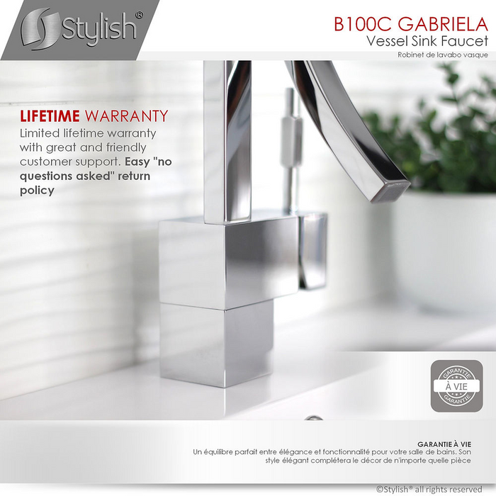 Stylish GABRIELLA Single Handle Chrome Plated Bathroom Faucet - B-100C