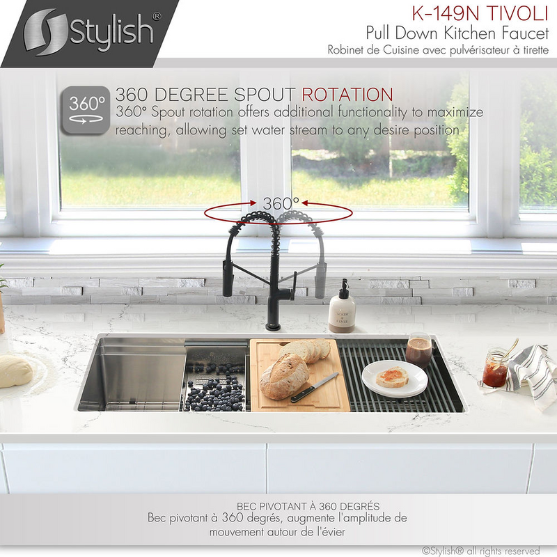 Stylish TIVOLI Single Handle Pull Down Kitchen Faucet