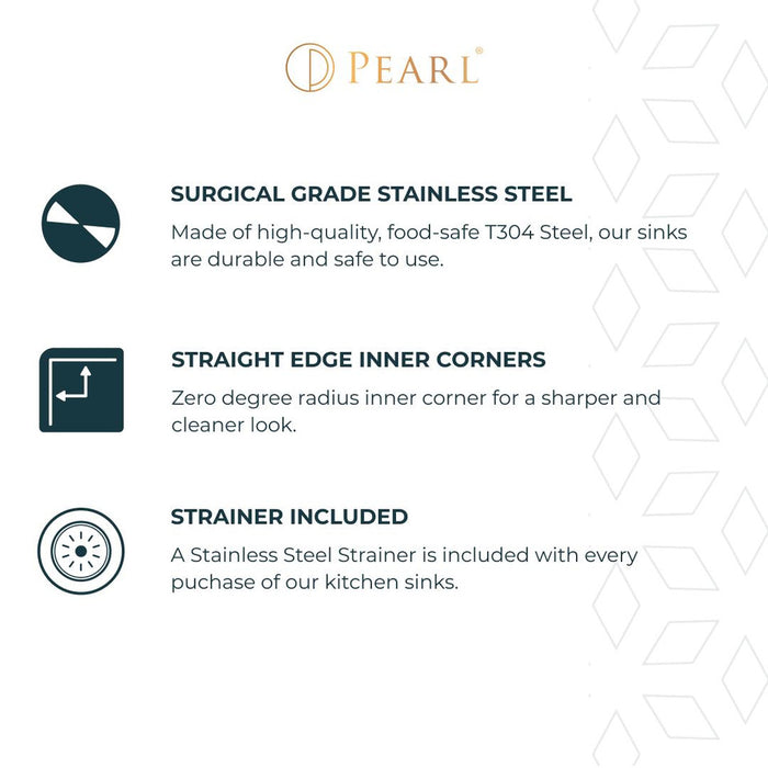 Pearl CUVI - METRO - 16 Gauge Undermount Single Bowl Stainless Steel Kitchen Sink System - GQV2419C