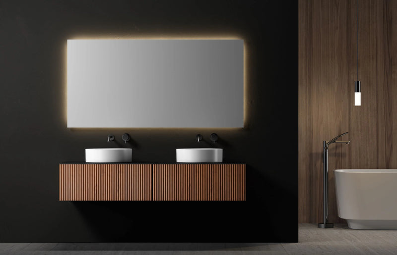Agua Canada INGRID-60-NV08 60" Suspended Vanity 2 Drawer Wood Slat