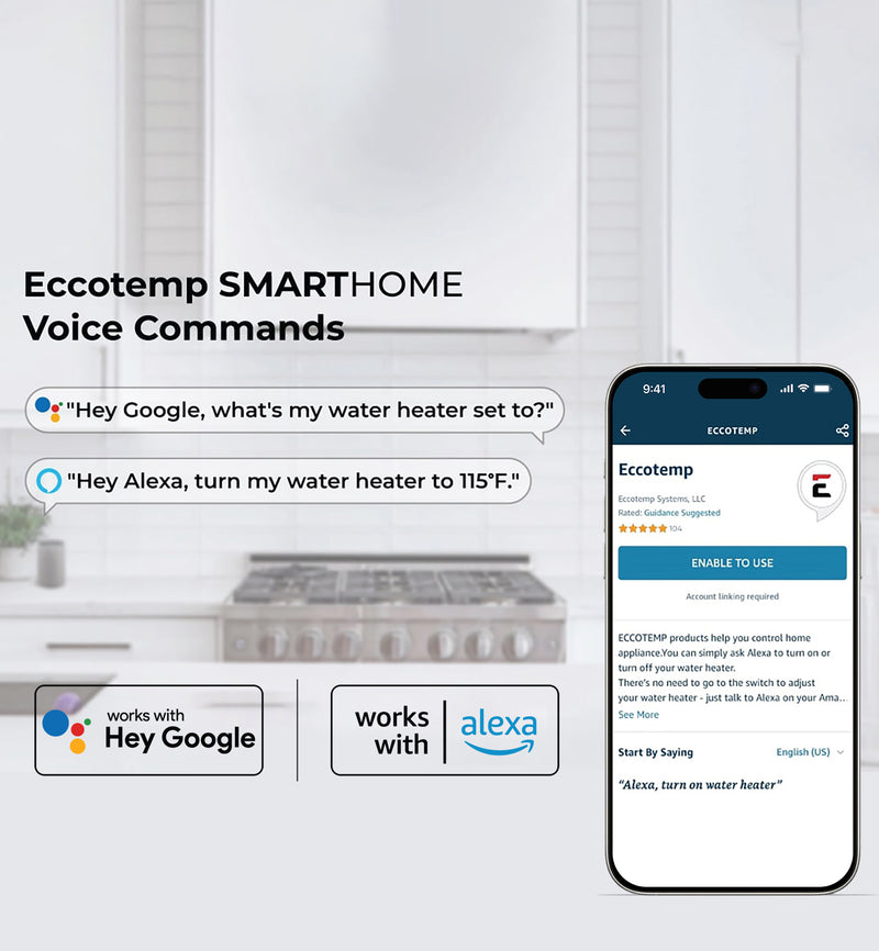 Eccotemp Smart Home 2.5 Gallon Electric Mini Tank Water Heater with Voice Commands
